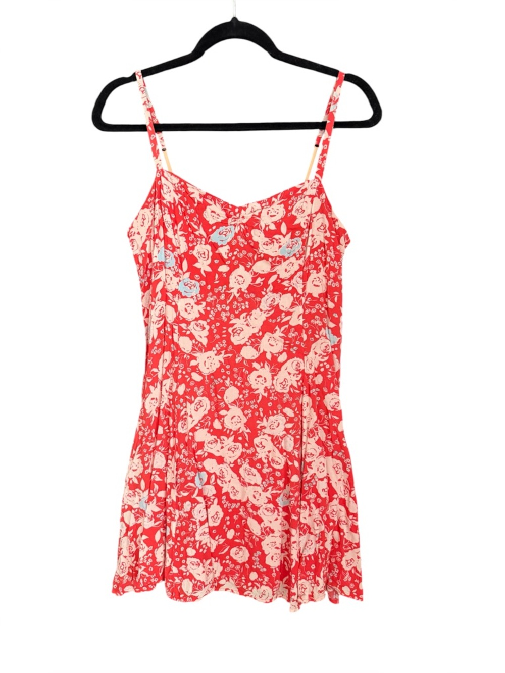 Free People Red Floral Twist Back Mini Dress Size 10